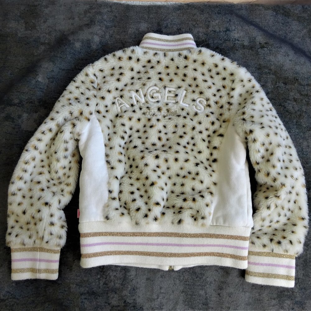 ROBERTO CAVALLI 'ANGELS' leopard $475 PLUSH girls 10 154 JACKET
